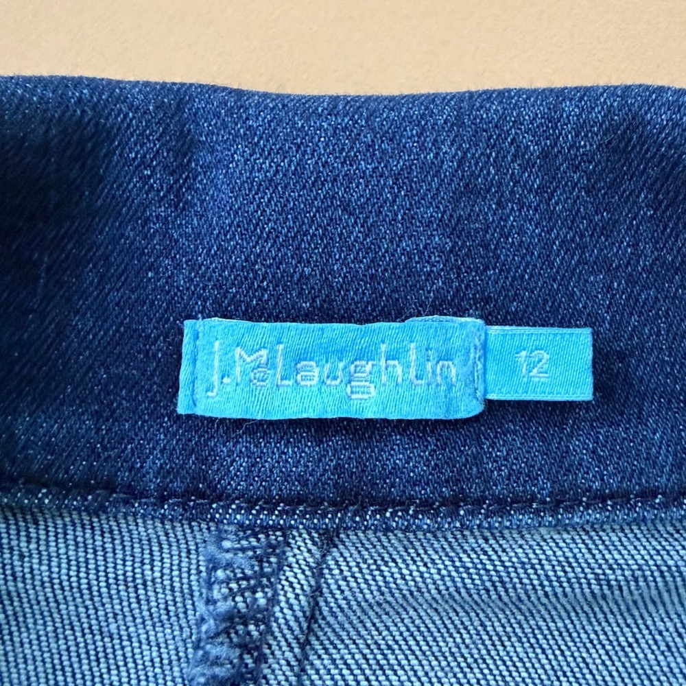 J. McLaughlin Women Dark Denim Double Breasted Blazer Jacket 12 Stretch Luxury‎ - Picture 3 of 14